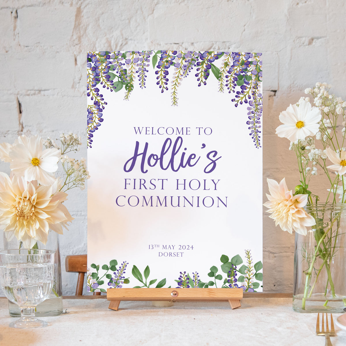 Wisteria Personalised Holy Communion Sign – Manta Makes