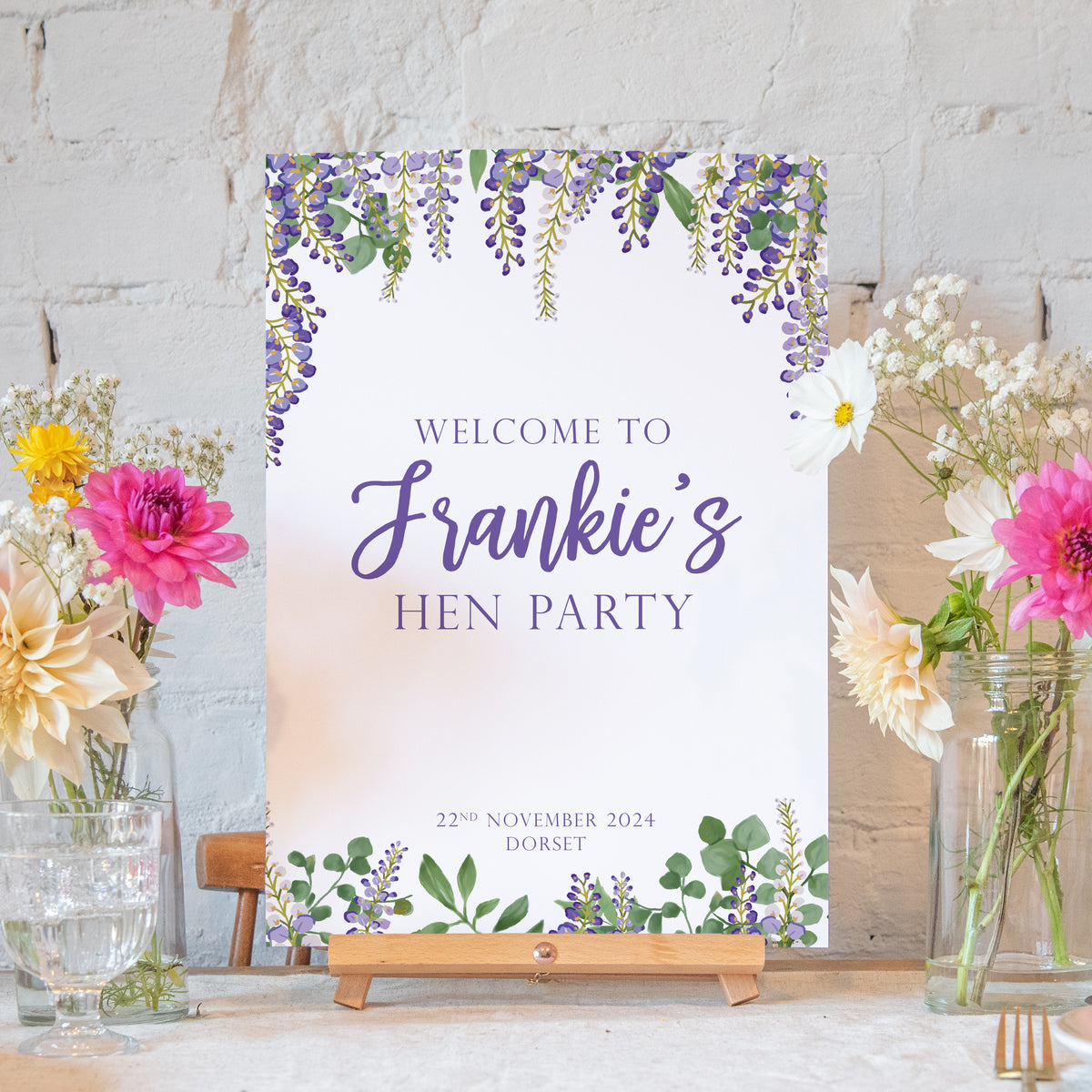 Hen Weekend Sign Wisteria Personalised Hen Party Sign – Manta Makes