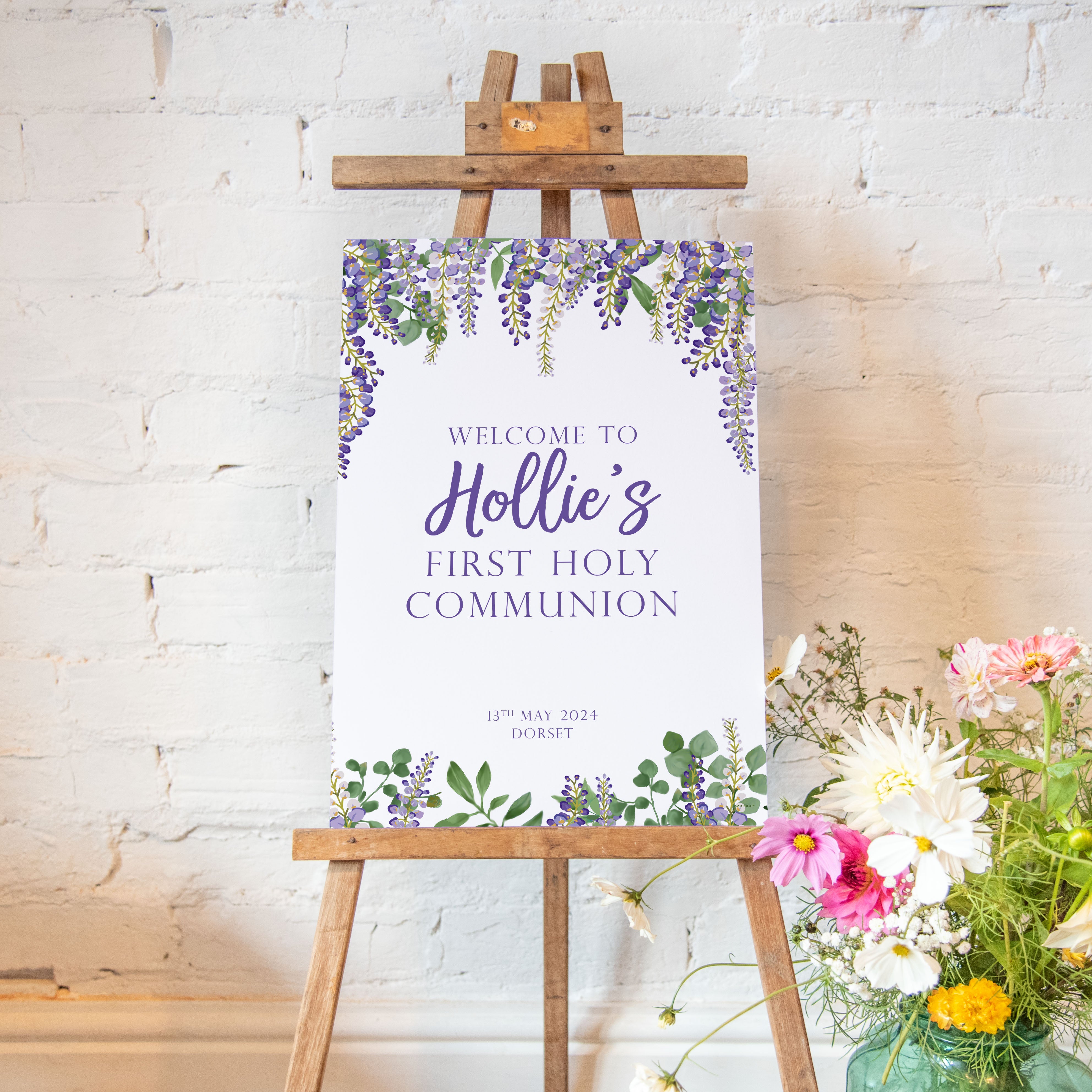 Communion Post Sign Wisteria Personalised Holy Communion Sign – Manta Makes