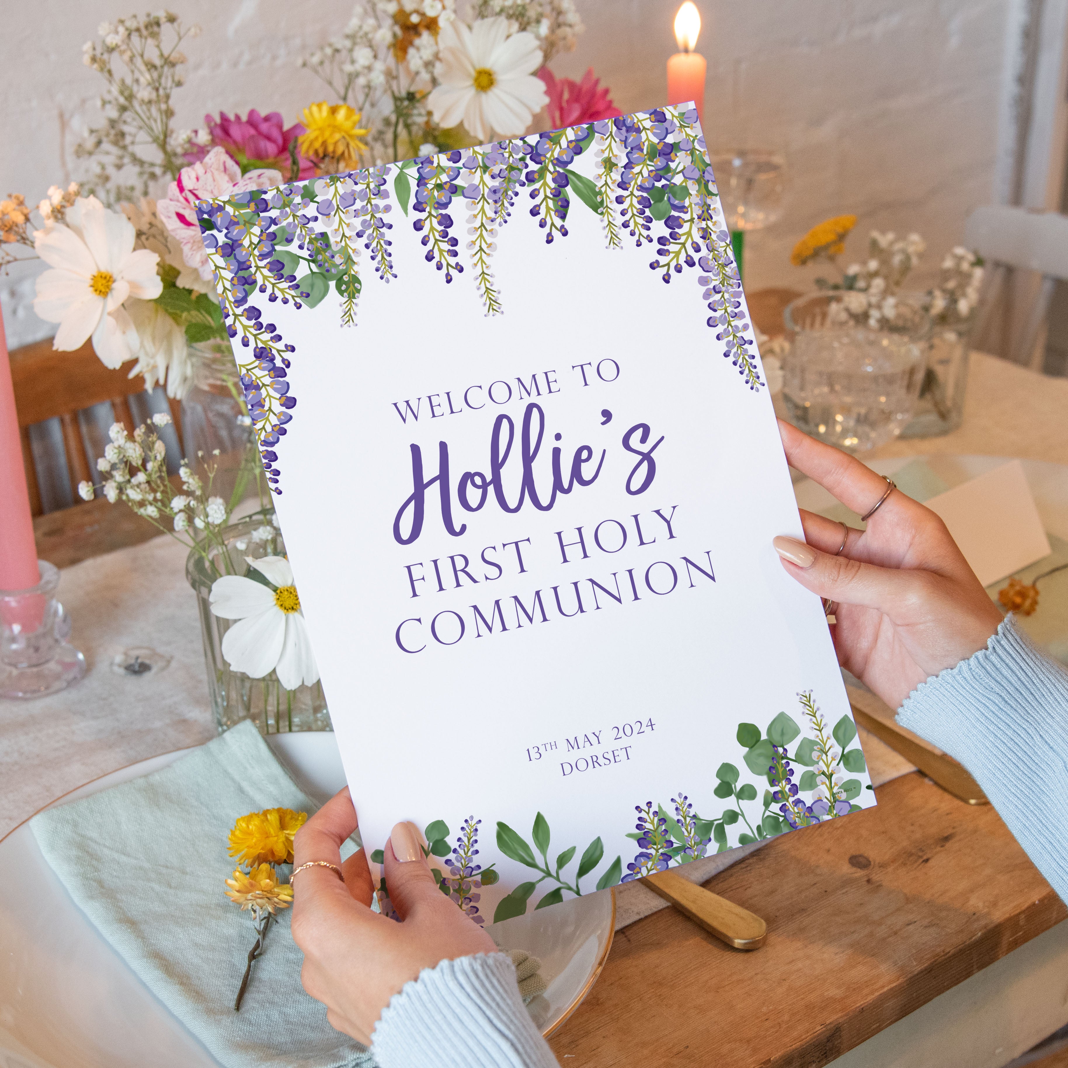Communion Post Sign Wisteria Personalised Holy Communion Sign – Manta Makes